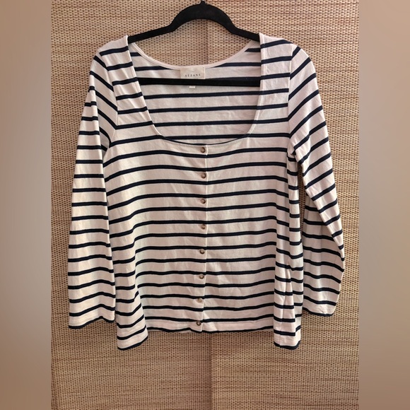 Sezane Striped White and Black Blouse - Picture 2 of 8